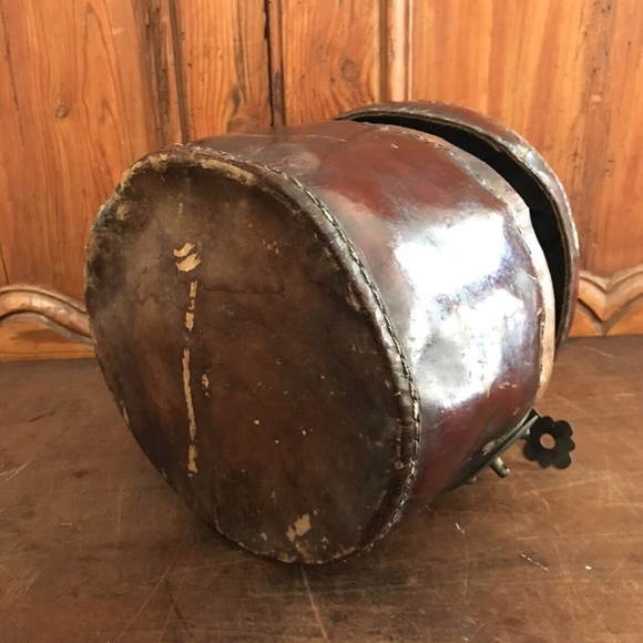 ANTIQUE CHINESE CHINA MING QING DYNASTY IMPERIAL HAT BOX LACQUER LEATHER RARE!! - Picture 8 of 8